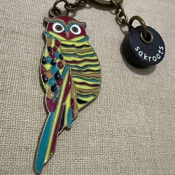 Sakroots Owl Enamel Keychain Colorful Boho Bird Pendant - Picture 12 of 17
